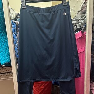 Asymmetrical Navy Skirt with Leaf Logo